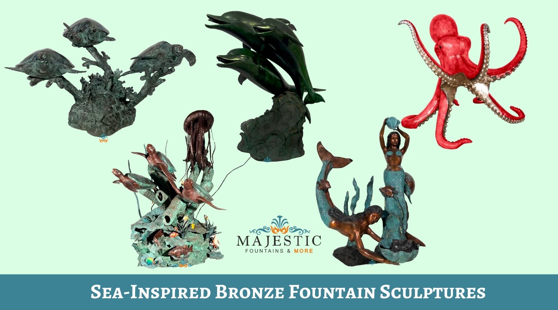 Sea-Inspired Bronze Fountain Sculptures