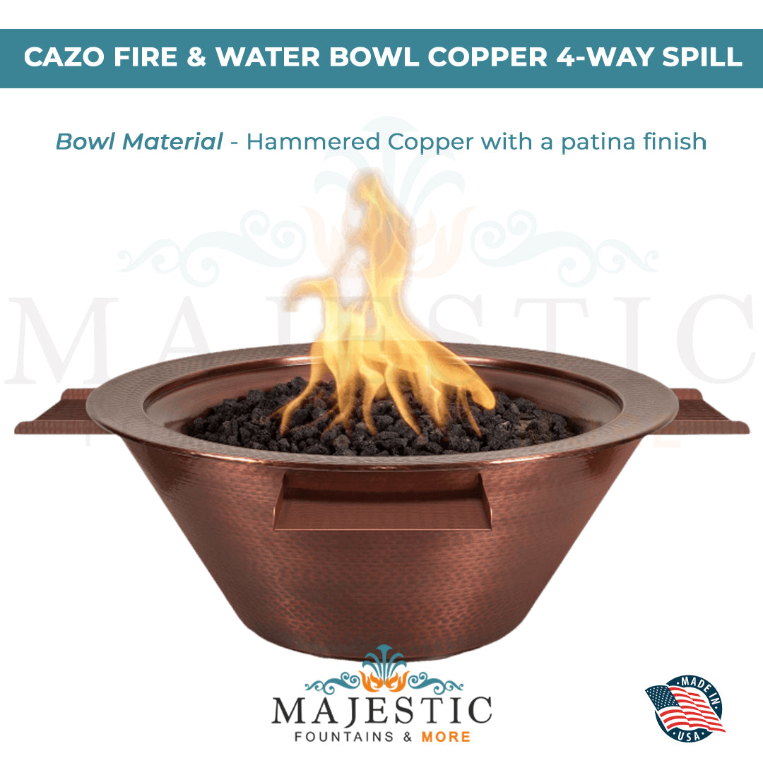 The Outdoor Plus Cazo 4 Way Fire & Water Bowl in Copper