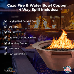 The Outdoor Plus Cazo 4 Way Fire & Water Bowl in Copper