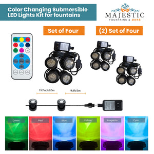 Color Changing Submersible LED Lights Kit for Fountains - Majestic Fountains and More