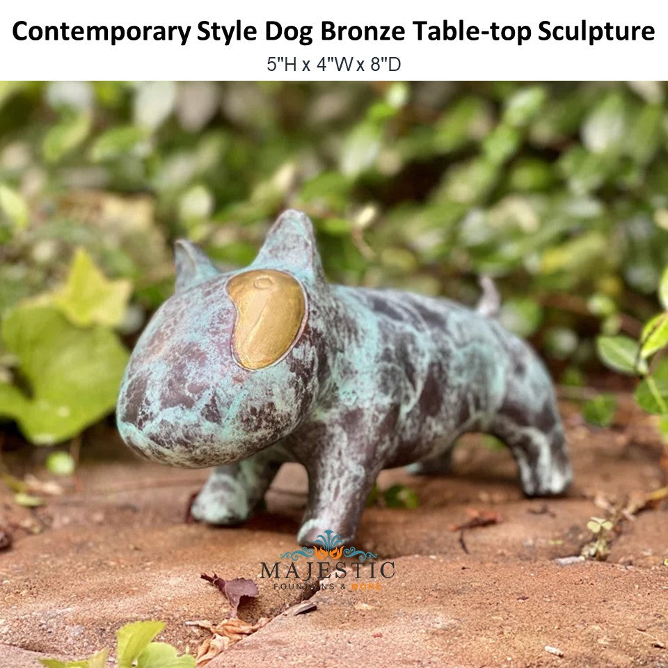 Contemporary Style Dog Bronze Table-top Sculpture - Majestic Fountains and More
