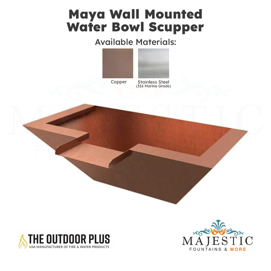 Maya Wall Mounted Water Bowl Scupper - Majestic Fountains