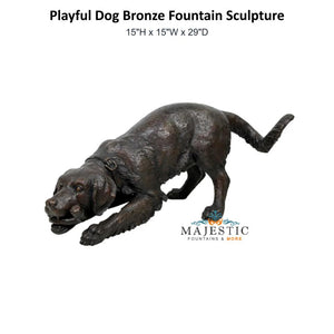 Playful Dog Bronze Fountain Sculpture - Majestic Fountains & More
