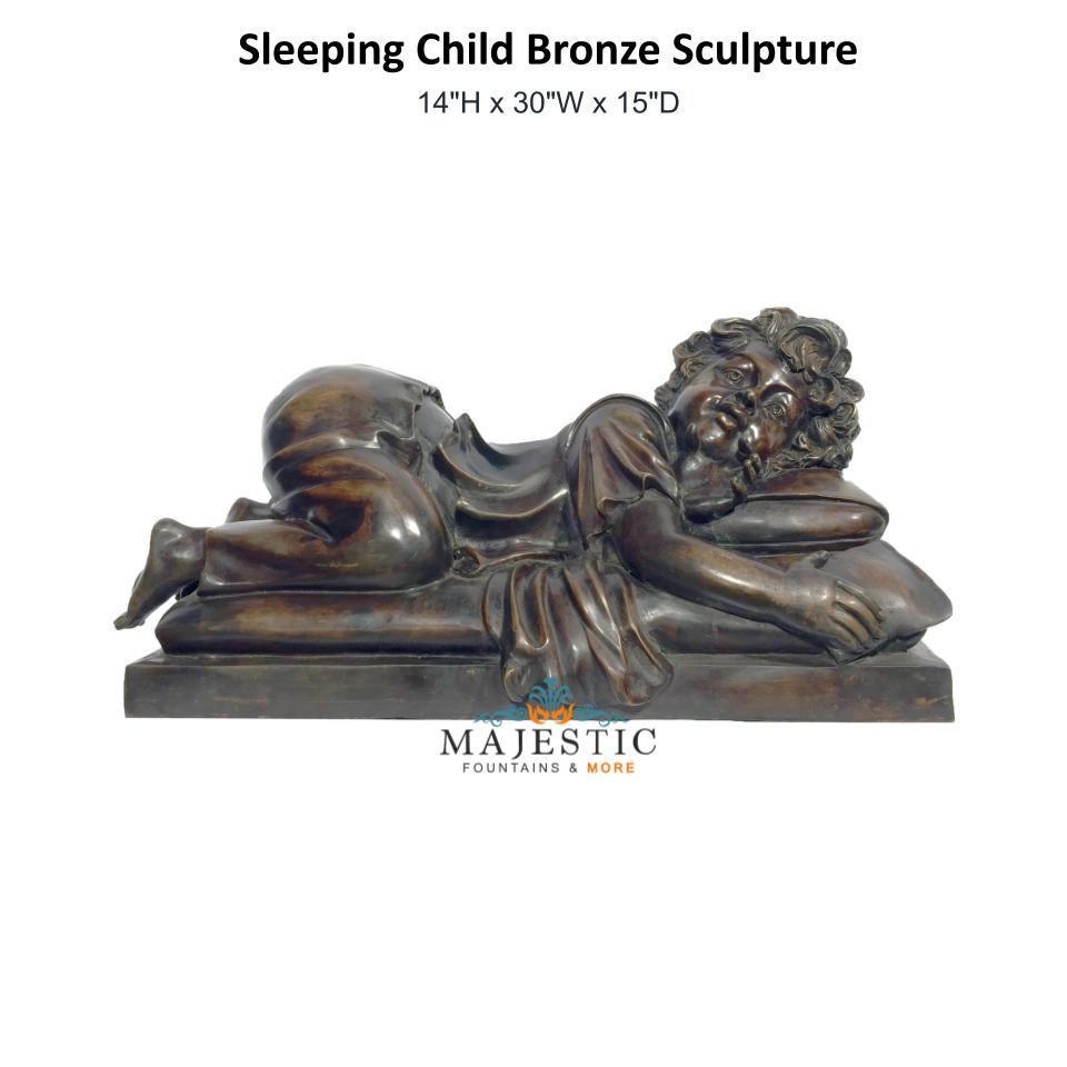 Sleeping Child Bronze Sculpture - Majestic Fountains & More