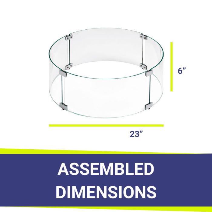 Round Glass Wind Guard - Dimensions