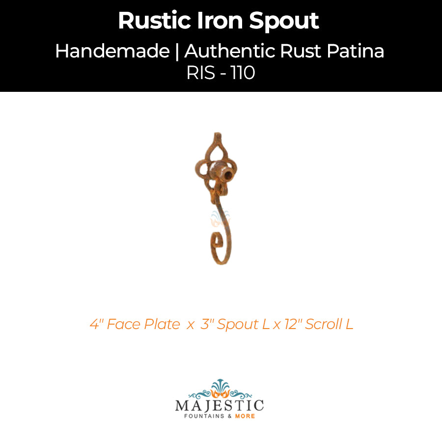 Decorative Rustic Iron Spout - Small - Design 110 - Majestic Fountains