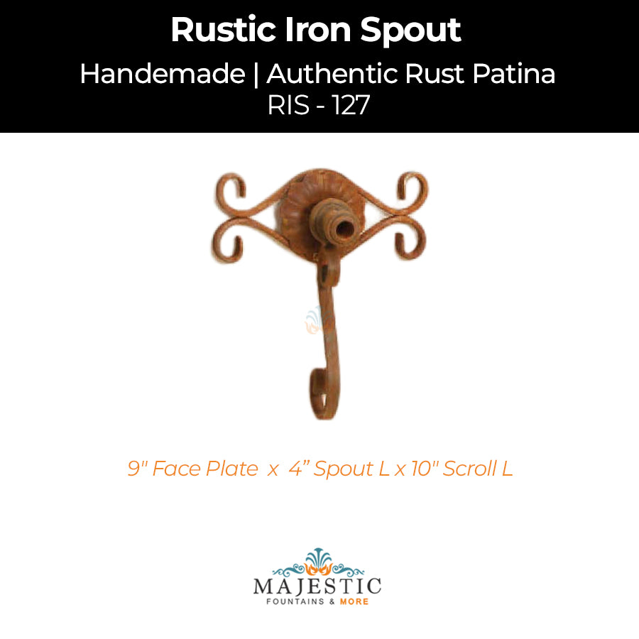 Decorative Rustic Iron Spout - Large - Design 127 - Majestic Fountains