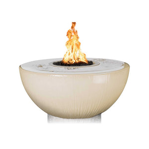 TOP Fires Sedona 360° Fire and Water Bowl 38" in GFRC - Electronic Ignition - by the Outdoor Plus - Majestic Fountains