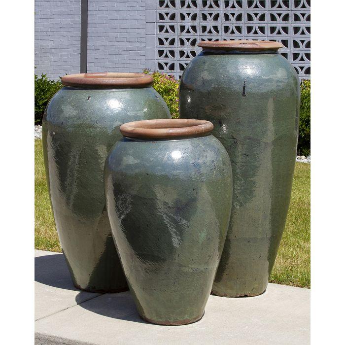 Tuscany Sage Green Triple Vase FNT50447 - Complete Fountain Kit - Majestic Fountains