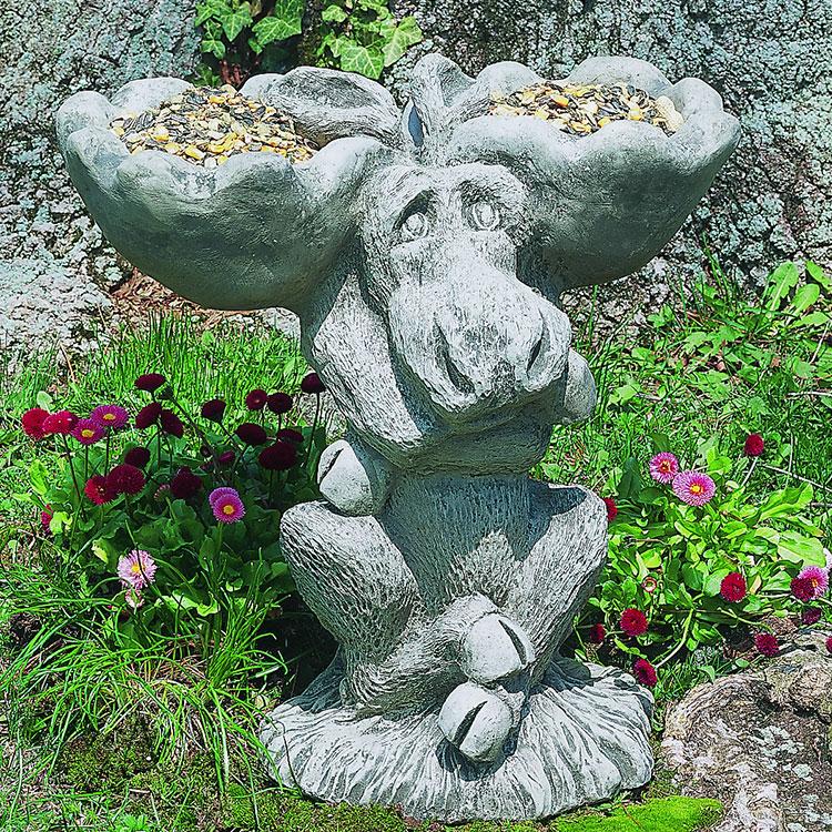 Moose Birdbath/Feeder in Cast Stone by Campania International B-047 - Majestic Fountains