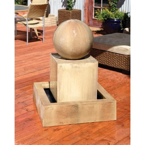 Block Fountain With Ball -Outdoor Fountain - Majestic Fountains