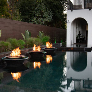 TOP Fires Cazo 360 Fire & Water Bowl in Smooth Patina Copper by The Outdoor Plus - Majestic Fountains