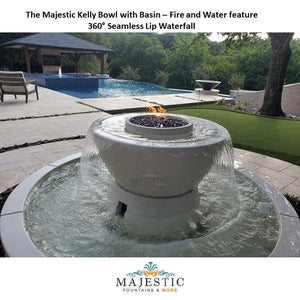 The Majestic Kelly Bowl with 6ft Wide Pool Fire and Water feature - Outdoor Fire Fountain - Majestic Fountains
