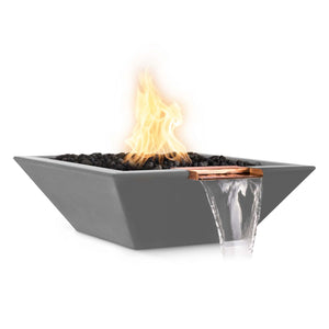 TOP Fires Maya Fire & Water Bowl in GFRC Concrete by The Outdoor Plus - Majestic Fountains