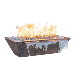 TOP Fires Maya Linear Fire & Water Bowl in Hammered Copper by The Outdoor Plus - Majestic Fountains
