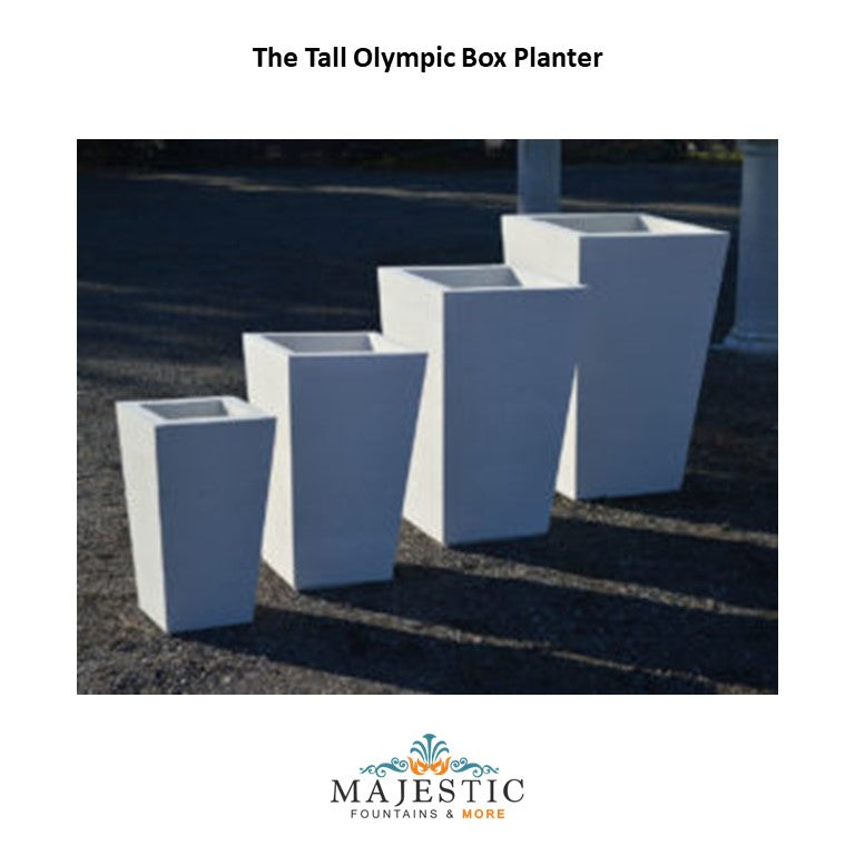 NB Tall Olympic Box Planter in GFRC - Majestic Fountains and More.