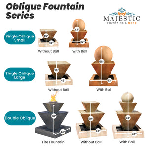 Double Oblique Fire Fountain in GFRC Concrete - Electronic Ignition