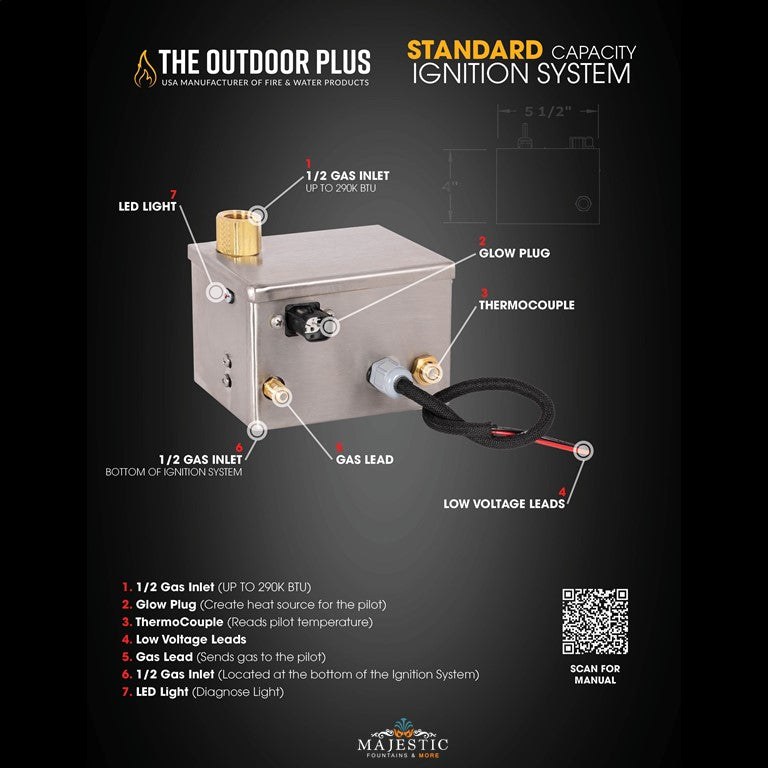 Standard Capacity 290K BTU– Electronic Ignition System by The Outdoor Plus - Majestic Fountains