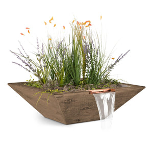 The Outdoor Plus-Maya Wood Grain Planter & Water Bowl-Oak-Majestic Fountains and More