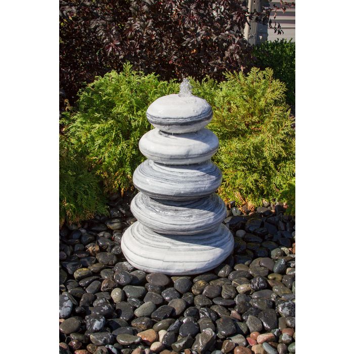 White Gray - Cairn Stacked Pebbles Fountian Kit - Choose from  mutiple sizes - Majestic Fountains