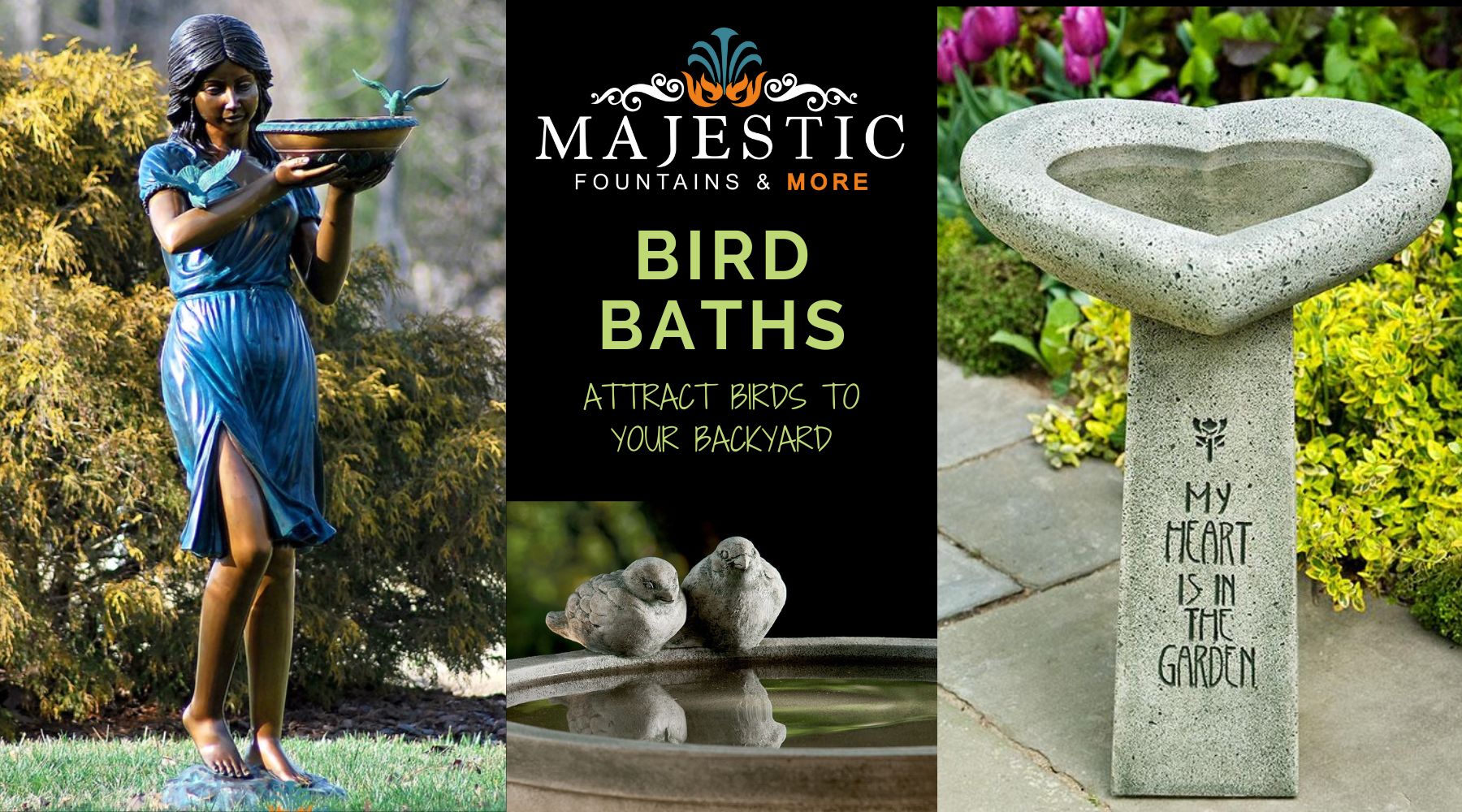 Different styles of Bird Bath Fountains for attracting birds