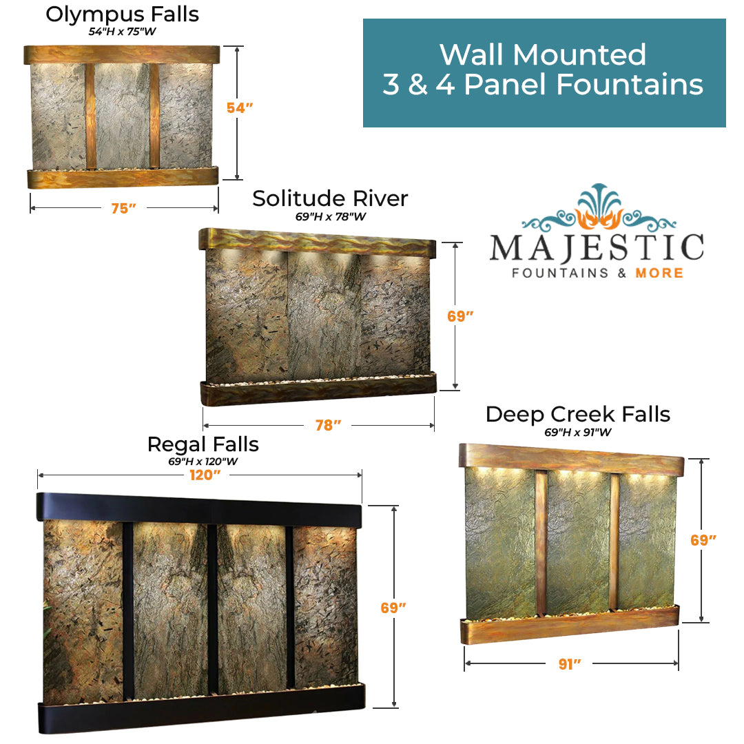 3 and 4 Paneled Wall Fountains at Majestic Fountains