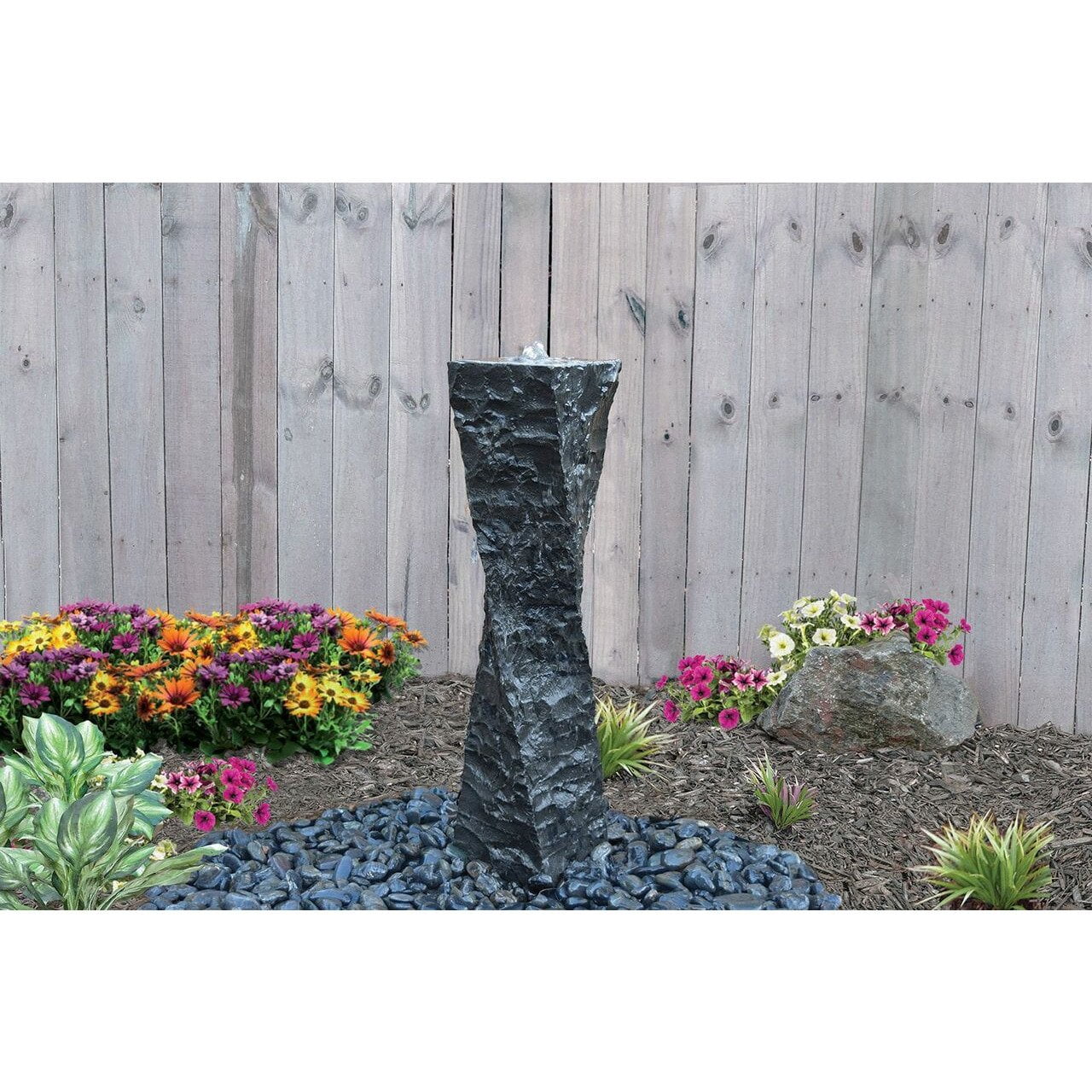 Tranquil Decor Twisted Basalt Column - 39" Tall - Majestic Fountains