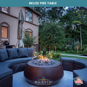 Belize Fire Table in GFRC Concrete - Majestic Fountains