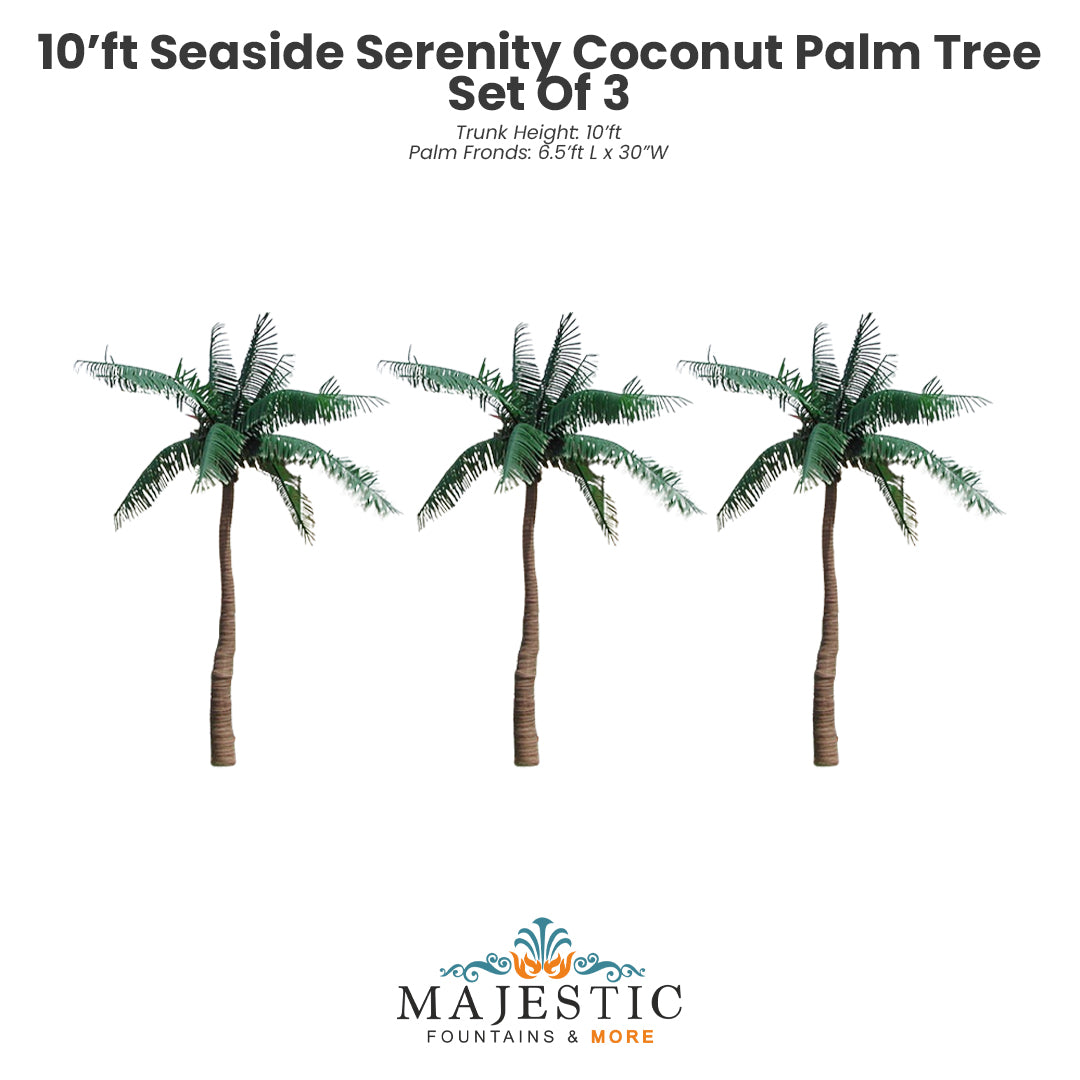 Seaside Serenity Coconut Palm Tree Triple Set - Majestic Fountains