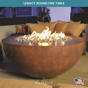 Legacy Round Fire Table in GFRC Concrete - Majestic Fountains