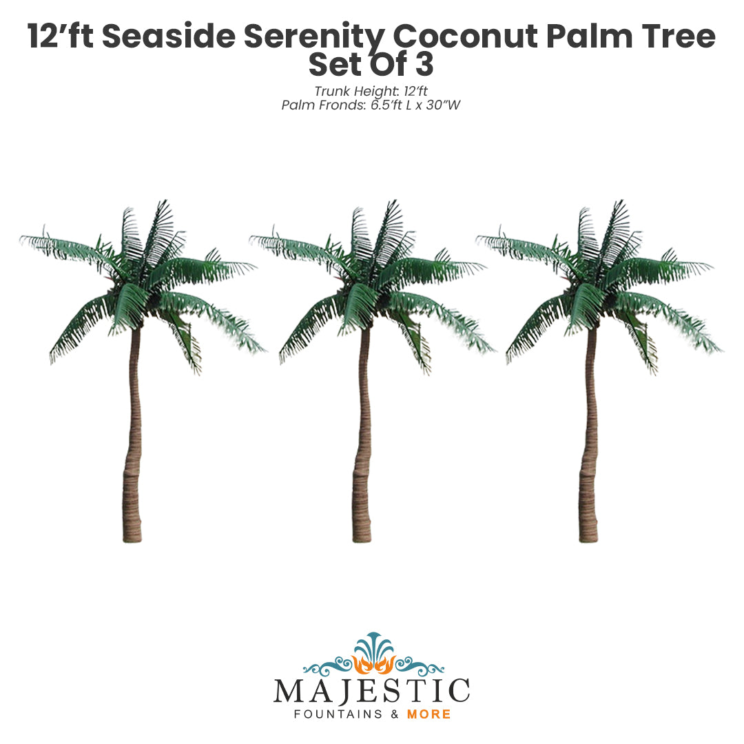 Seaside Serenity Coconut Palm Tree Triple Set - Majestic Fountains
