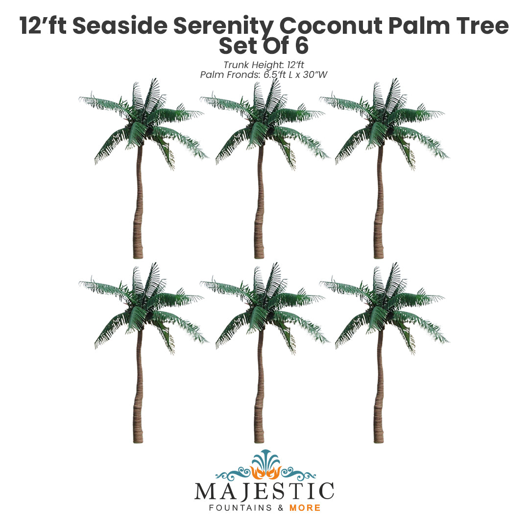 Seaside Serenity Coconut Palm Tree Triple Set - Majestic Fountains