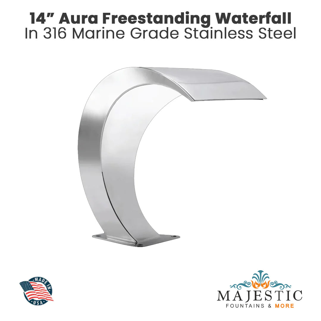 Aura Freestanding Waterfall in 316 Marine Grade Stainless Steel by Grand Effects