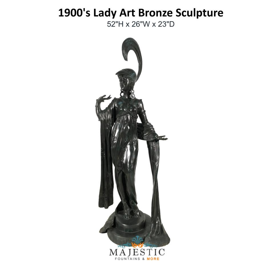 1900's Lady Art Bronze Sculpture - Majestic Fountains & More