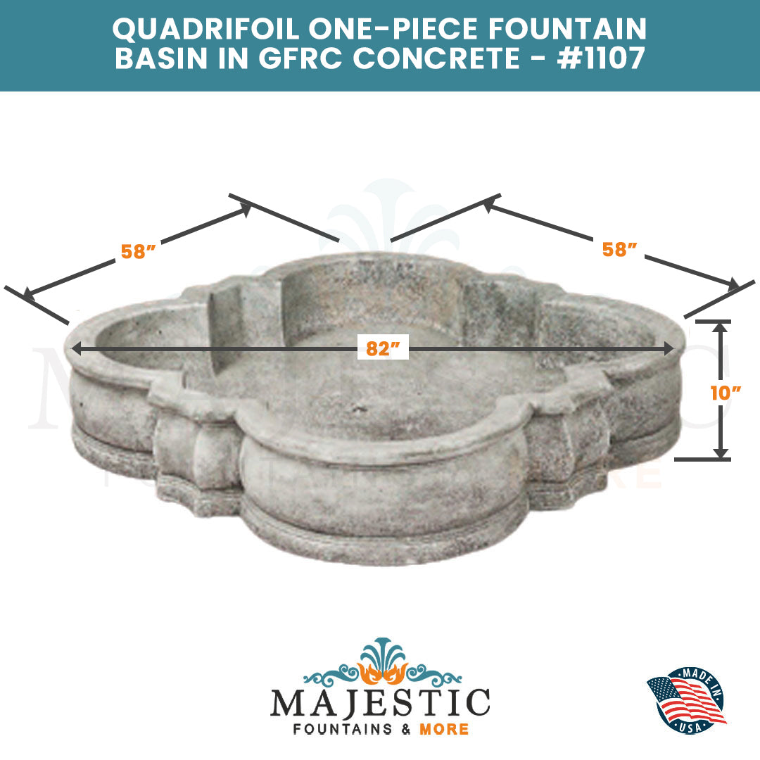 Quadrifoil Fountain Basin in GFRC Concrete - Majestic Fountains and More