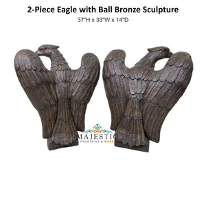 2-Piece Eagle with Ball Bronze Sculpture