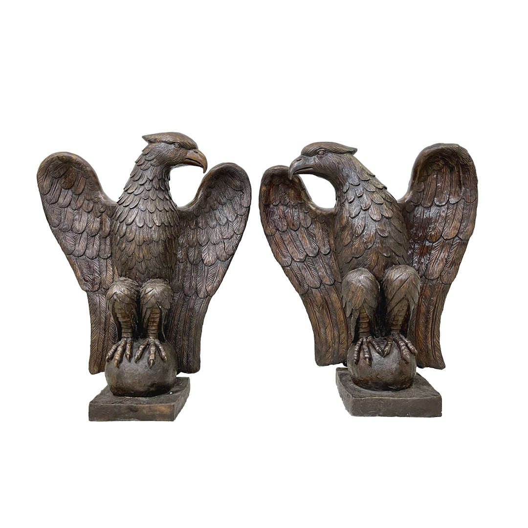 2-Piece Eagle with Ball Bronze Sculpture - Majestic Fountains