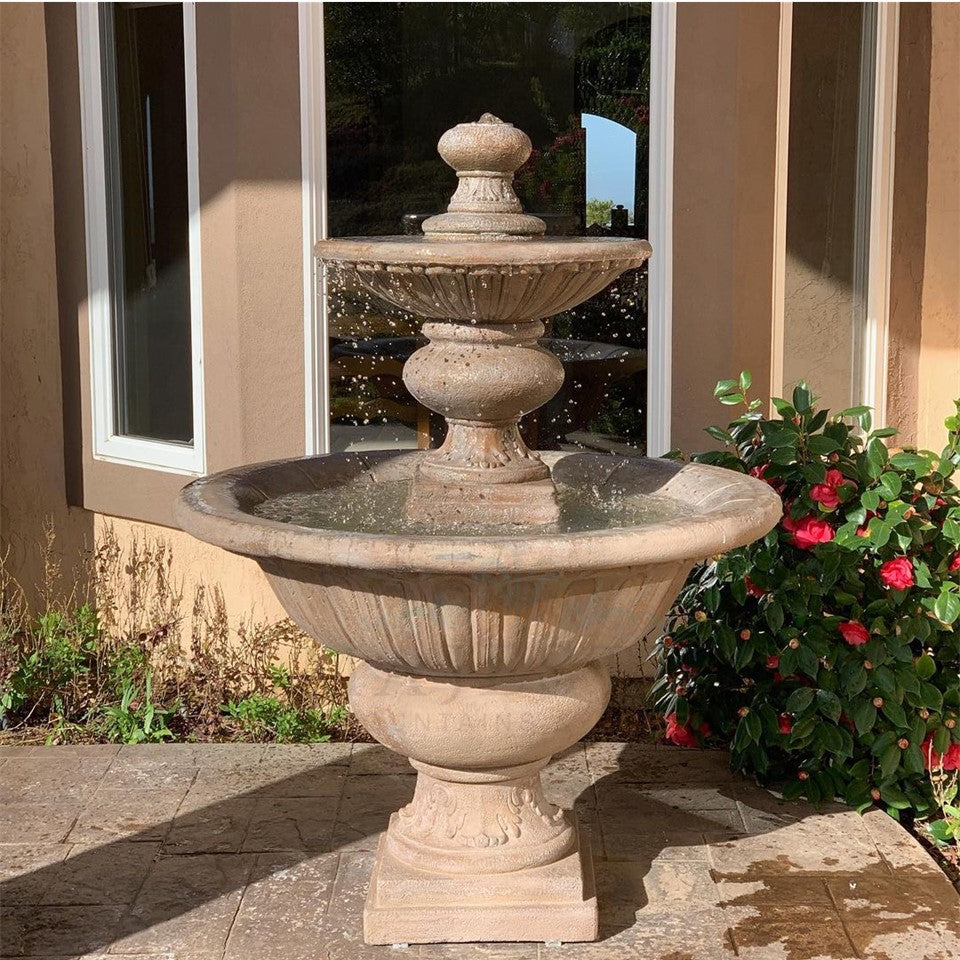 2-Tier Formal Garden Fountain in Cast Stone - Fiore Stone 2072-F - Majestic Fountains and More