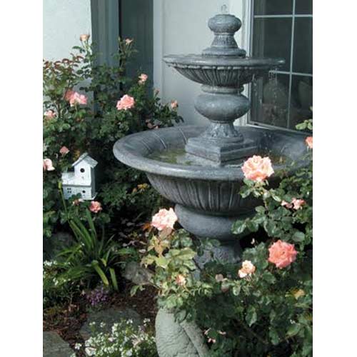 2-Tier Formal Garden Fountain in Cast Stone - Fiore Stone 2072-F - Majestic Fountains and More