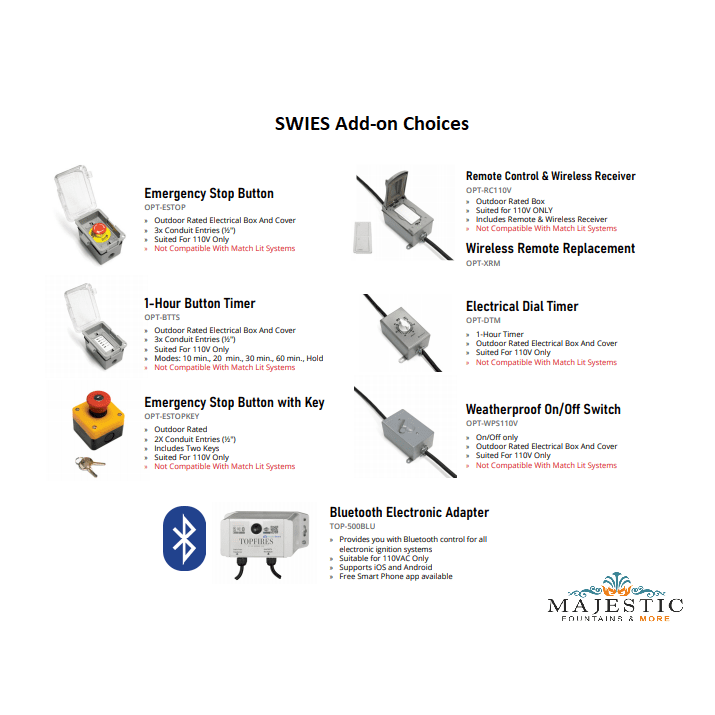 TOP Fires Square Raised Lip Drop-In Pan & Square Burner in Stainless Steel with Electronic Ignition Kit by The Outdoor Plus - Majestic Fountains