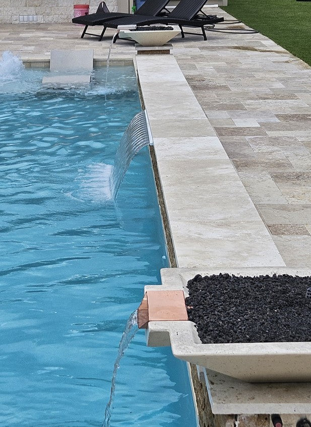 TessaRai Square Fire & Water Bowl in GFRC Concrete - Majestic Fountains