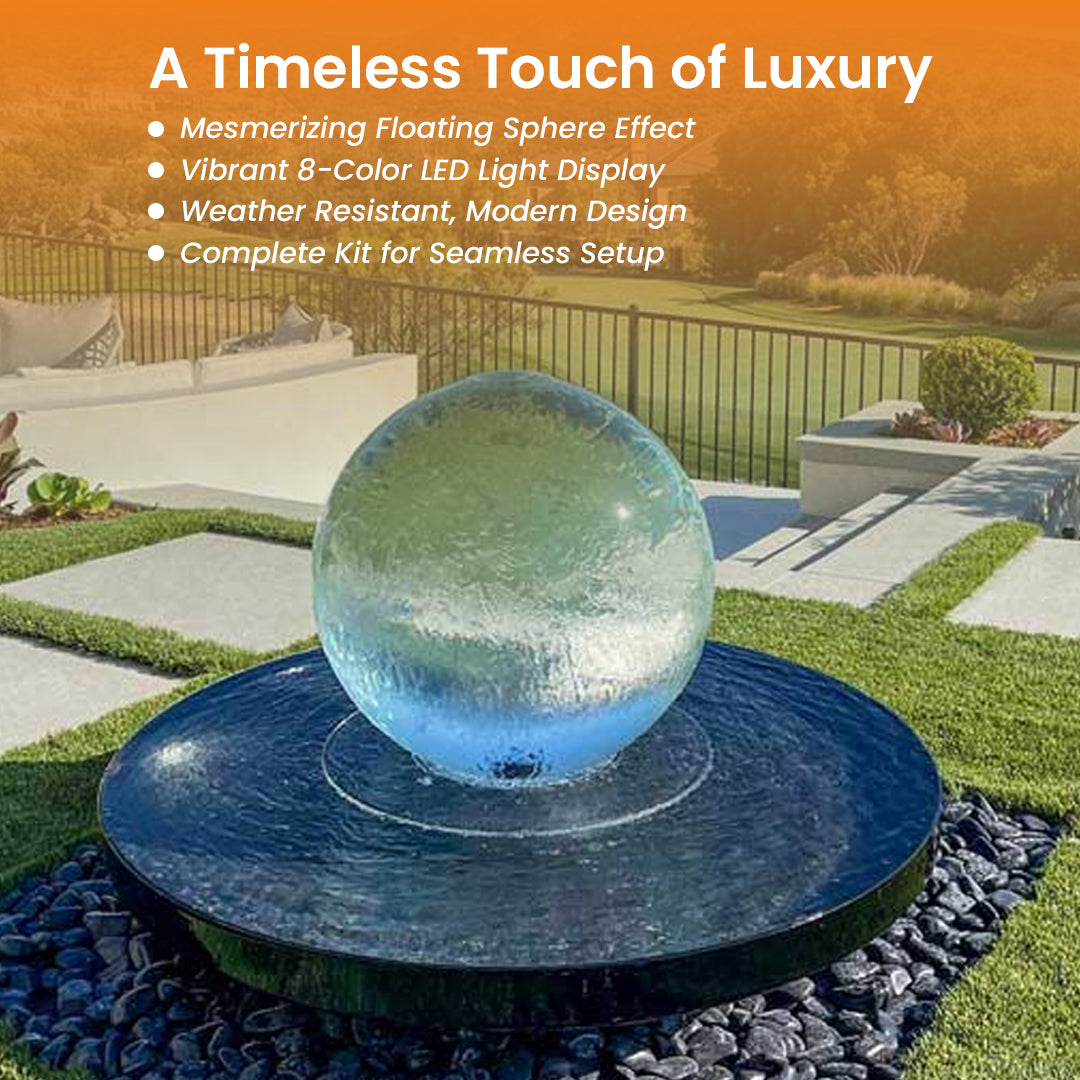 24 Crystal Sphere Fountain - Complete Fountain Kit - Majestic Fountains