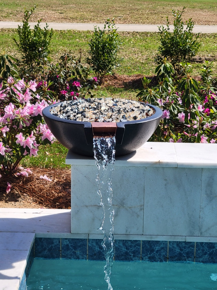 TessaRai Round Fire & Water Bowl in GFRC Concrete