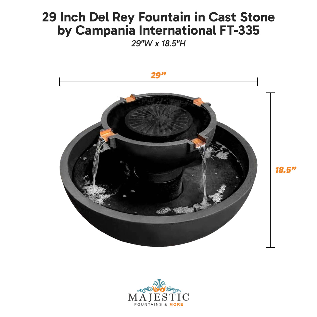 29 Inch Del Rey Fountain in Cast Stone by Campania International FT-335 - Majestic Fountains