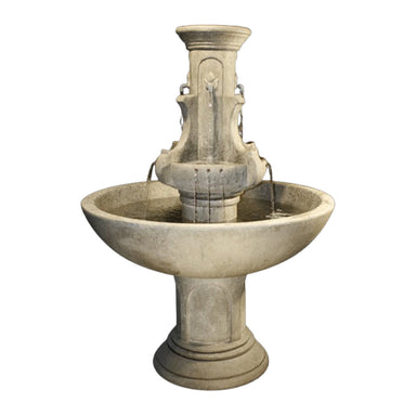 2 Tier Courtyard Fleur De Lis Fountain in Cast Stone - Fiore Stone LG156-F - Majestic Fountains