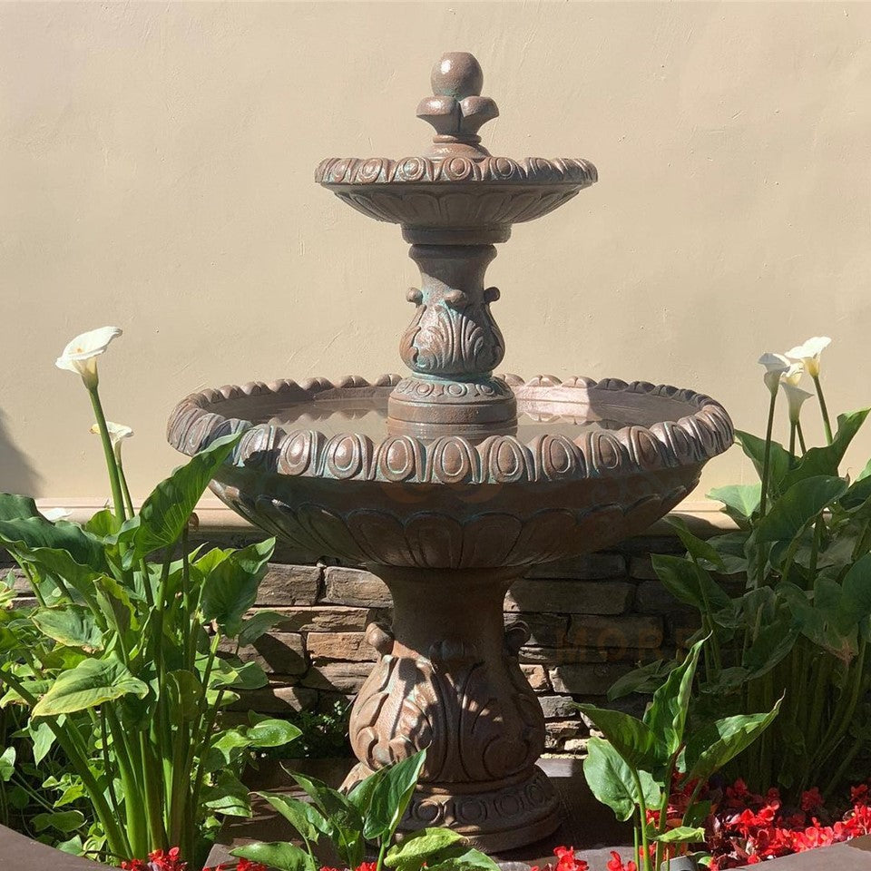 2 Tier International Fountain in Cast Stone - LG153-F - Majestic Fountains and More