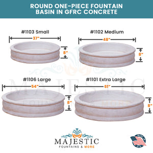 Round Fountain Basin in GFRC Concrete - Majestic Fountains and More