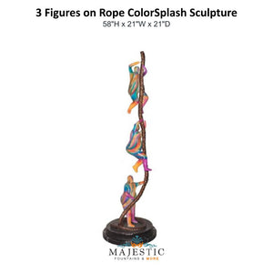 3 Figures on Rope ColorSplash Sculpture - Majestic Fountains