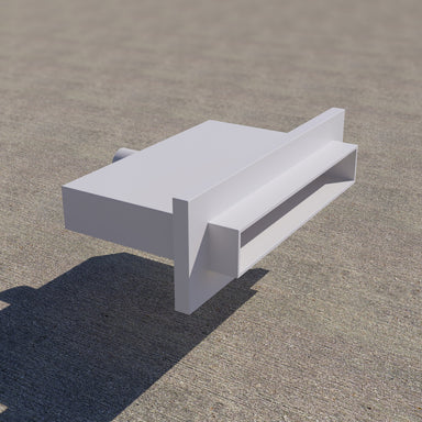 1 Inch Rectangle Scupper Thru Wall Short - Majestic Fountains and More