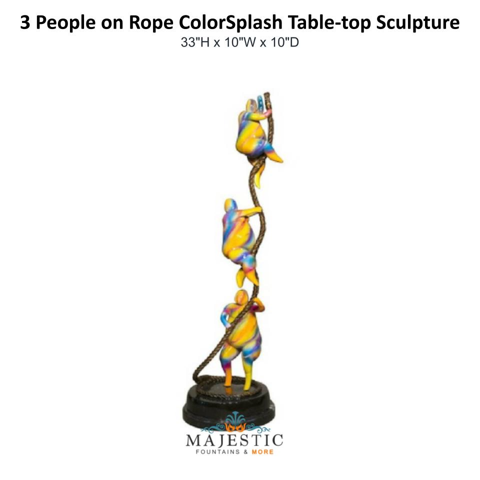3 People on Rope ColorSplash Table-top Sculpture - Majestic Fountains & More
